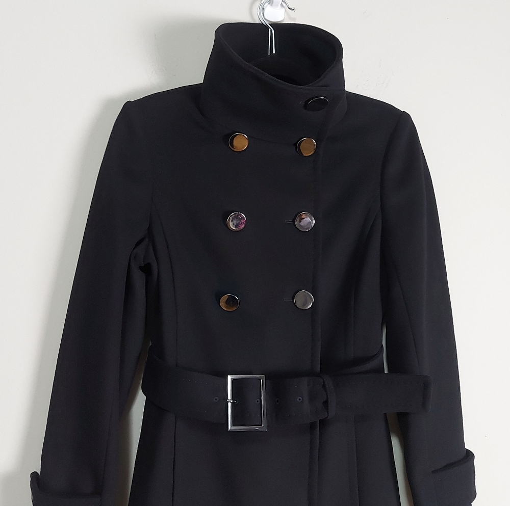 Aritzia T. Babaton Bromley Coat Small Black Wool Cashmere Blend Double Breasted - Picture 4 of 12